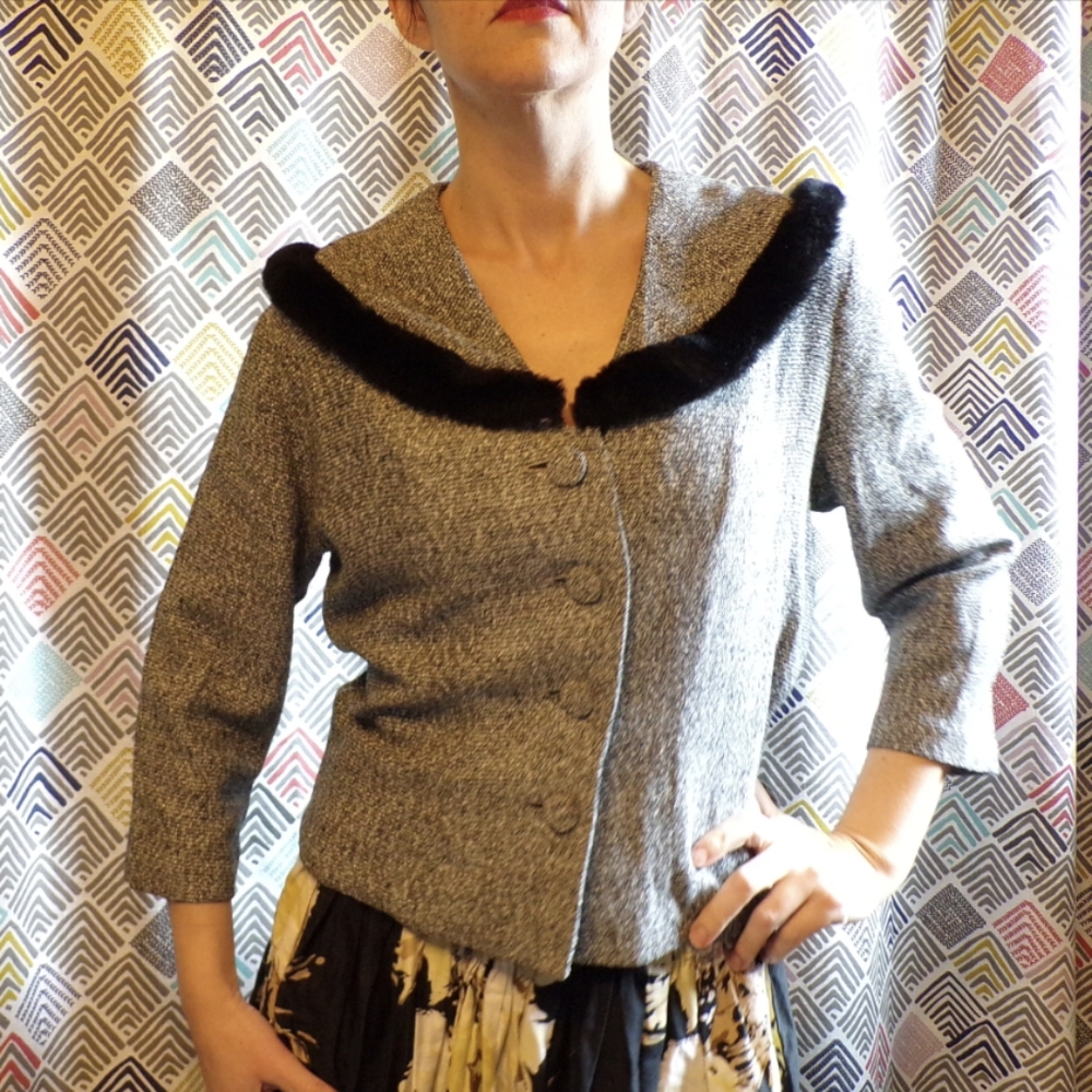 TWEEDY VINTAGE JACKET peg palmer 1950's 1960's M